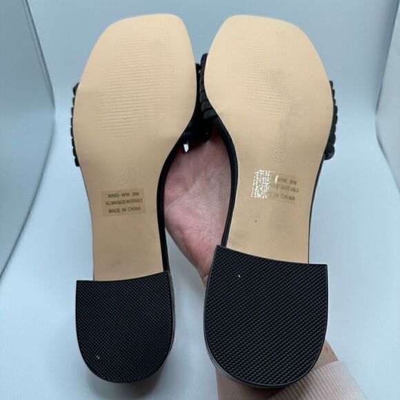 CUSHIONAIRE Women's strappy low block heel slide sandal +Memory Foam 9 WIDE BLAC - Picture 5 of 7